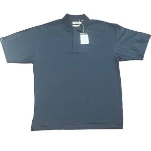 NWT Tehama Men’s Golf Polo Shirt Navy Blue 100% Double Mercerized Cotton Large